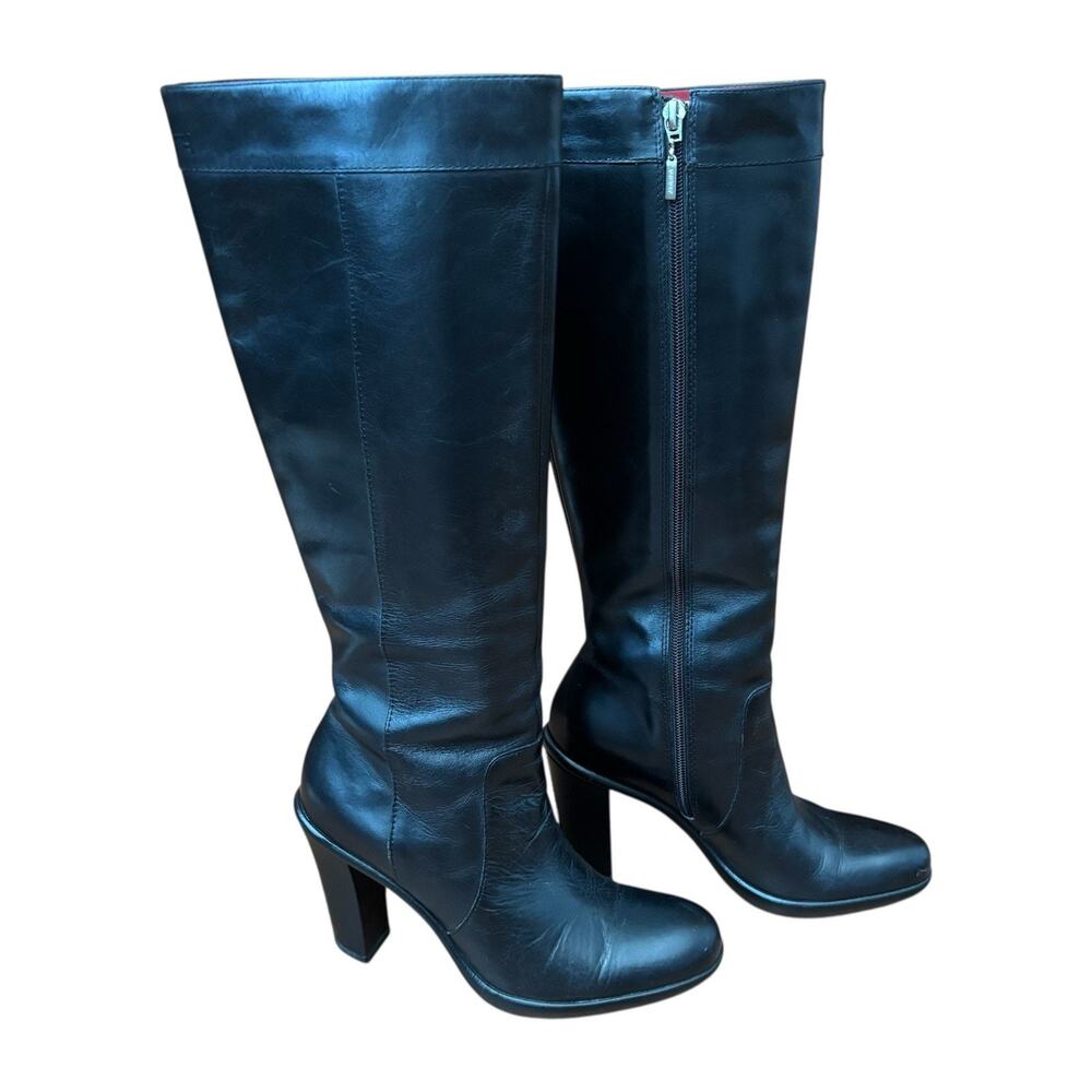 Tommy Hilfiger 90s Vintage Knee High Black Leather Boots - TW01370 - Size 8M